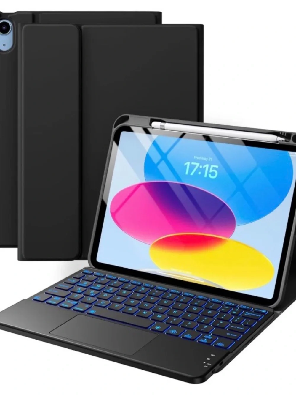 Compatible for iPad 11th 10th Generation Case with Keyboard, Folio Cover